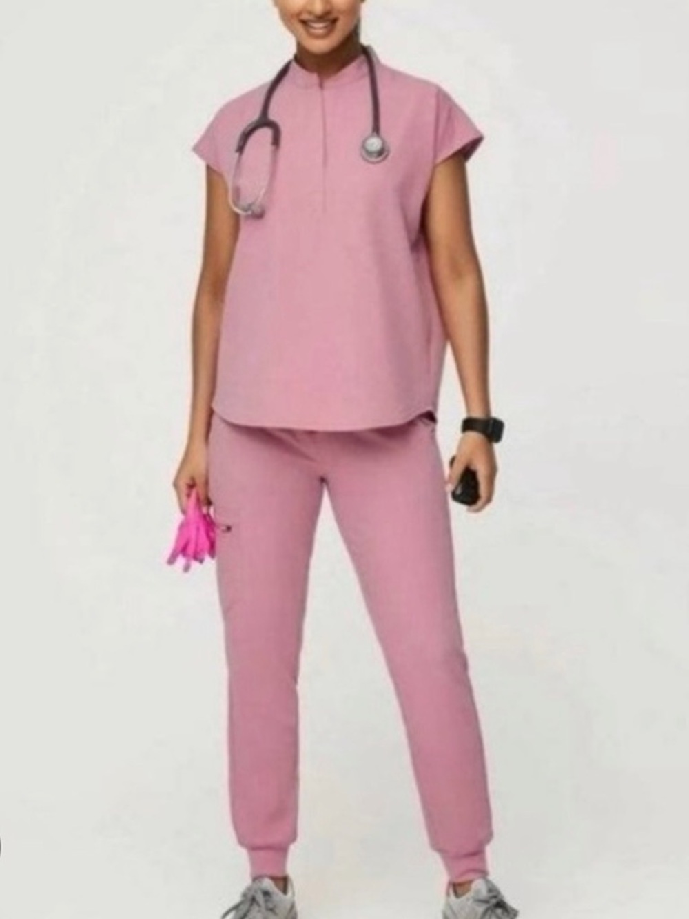 Figs Women's Chalk Pink Rafaela Scrub Top Size 3XL